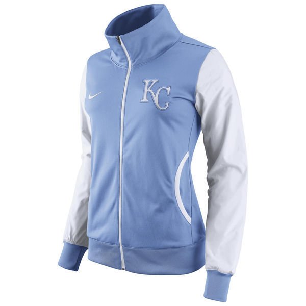 Women's SMALL SM S Nike Light Blue Kansas City Royals Track Jacket $75 RETAIL