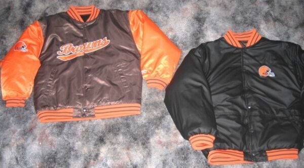 REEBOK CLEVELAND BROWNS REVERSIBLE JACKET COAT Y L NEW