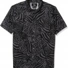 Quiksilver Men's Lifes Quik Shirt Woven Top BLACK GREY LEOPARD BUTTON UP FRONT M