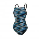 ADIDAS VORTEX BACK SWIM ONE PIECE GIRLS SZ 24 SWIMSUIT BLACK BLUE NEW AW4N110