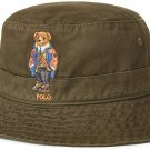 POLO RALPH LAUREN Polo WINTER Bear Bucket Adult Hat S/M Olive LIMITED EDITION