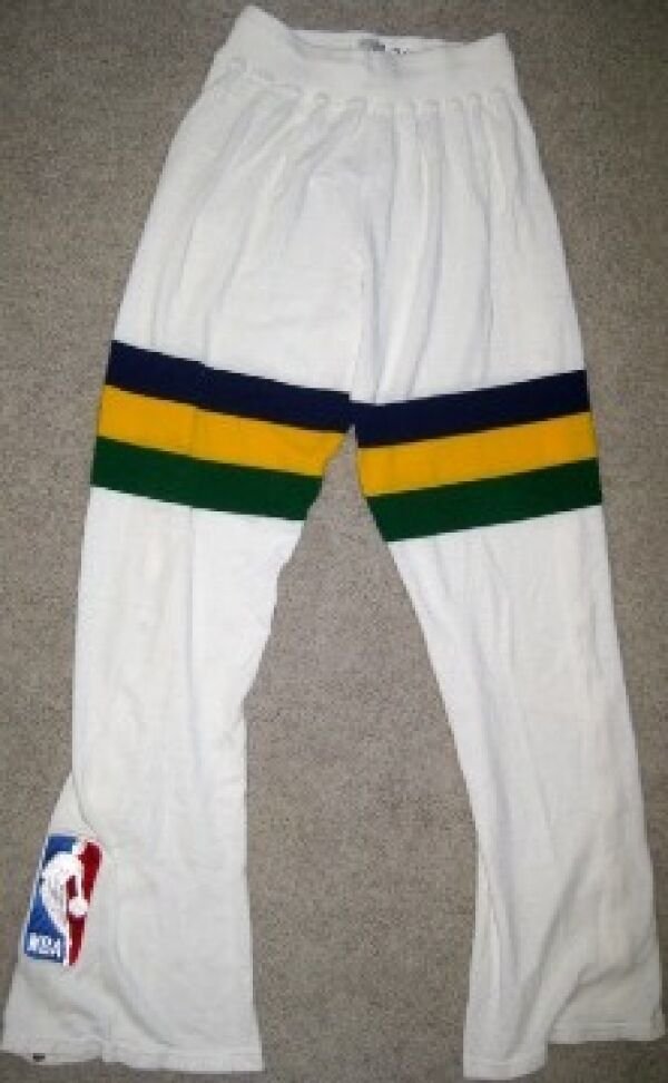 NBA SAND KNIT UTAH JAZZ GAME USED PANTS 36 JERSEY UNIFORM WHITE #33 BOSWELL
