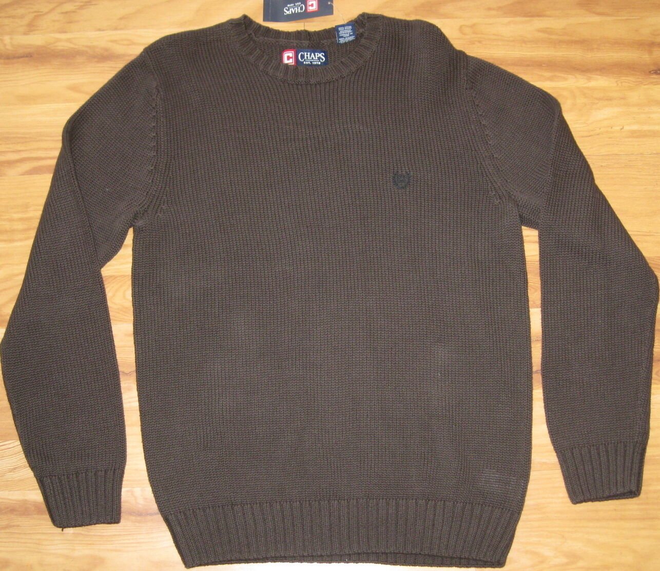 NEW CHAPS KNIT SWEATER COTTON BROWN 100% COTTON MEDIUM M MED MD $69.50 KNITTED