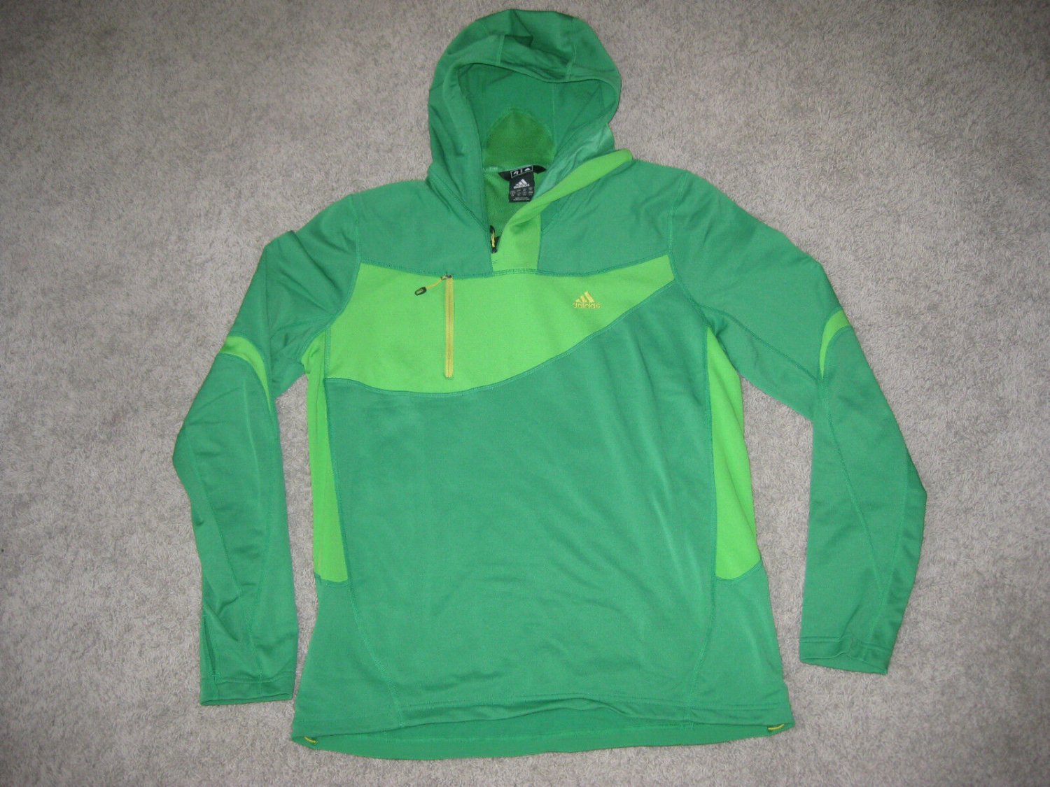 ADIDAS Hiking One-Side Long Sleeve Hooded Fleece XL MENS TRACK TOP GREEN NEW
