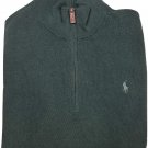 Polo Ralph Lauren Mens Textured 1/2 Zip green Cotton Mock Neck Pullover Sweater