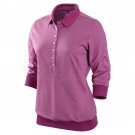 NIKE GOLF WOMENS TOUR PREMIUM CUFF POLO SHIRT DRI FIT DRY S SM SLIM FIT 483635