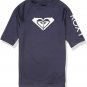 Roxy Whole Hearted Short Sleeve Rashgaurd BLUE WHITE Girls 16 XXL UPF 50+