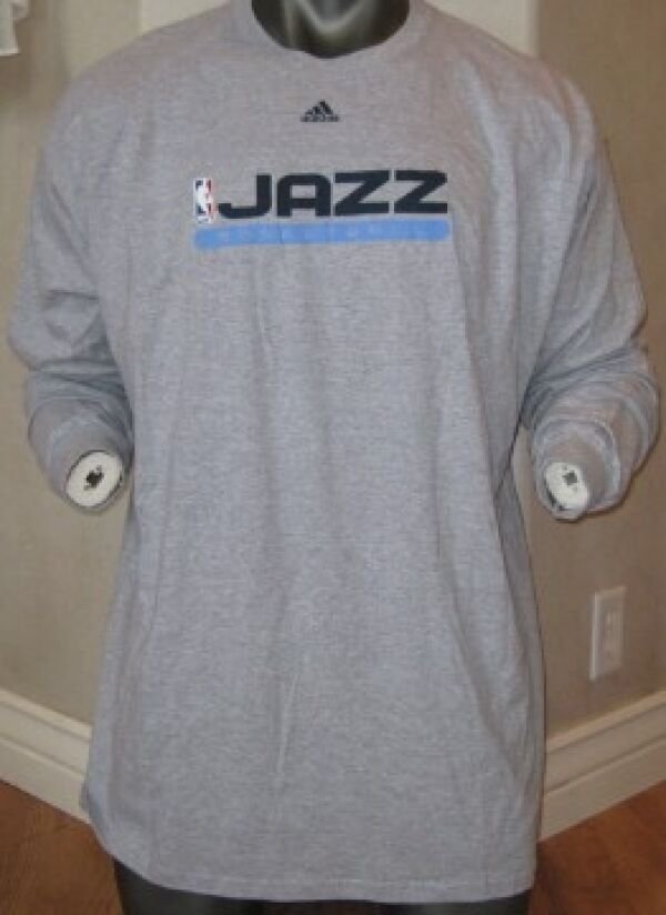 UTAH JAZZ GAME USED TEAM ISSUE PAUL MILLSAP #24 3XLT T SHIRT LONG SLEEVE