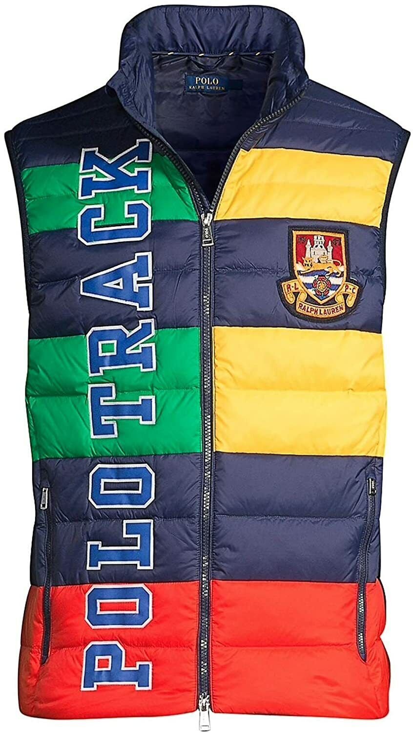 Polo Ralph Lauren Men's Packable Color Block Graphic Down Vest, Large L lg new