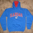 KANSAS JAYHAWKS HOODED SWEATSHIRT BASKETBALL NCAA L LG LARGE BLUE RED NWT NEW