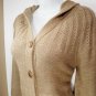 WOMENS BCBG MAX AZRIA SWEATER TAN CAMEL $180 BUTTON UP hooded 3/4 SLEEVE M MD