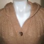 WOMENS BCBG MAX AZRIA SWEATER TAN CAMEL $180 BUTTON UP hooded 3/4 SLEEVE M MD