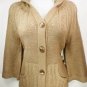 WOMENS BCBG MAX AZRIA SWEATER TAN CAMEL $180 BUTTON UP hooded 3/4 SLEEVE M MD