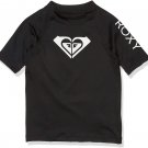 Roxy Whole Hearted  Short Sleeve Rashgaurd Little Girls 3 BLACK WHITE UPF 50+
