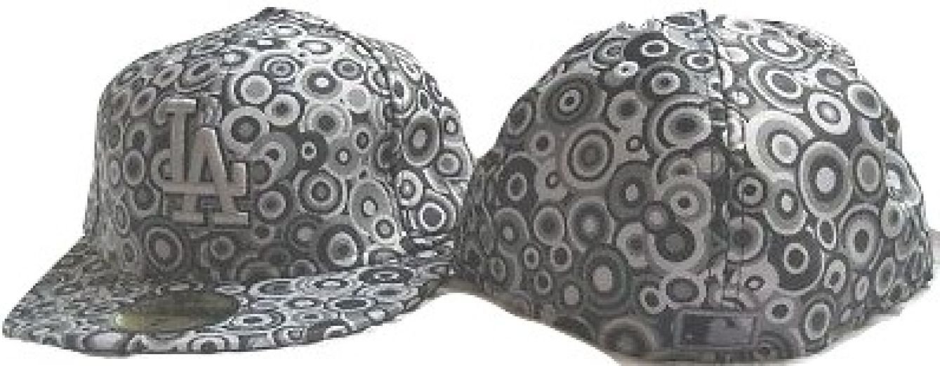 NEW ERA LA DODGERS FITTED HAT CAP 7 1/4 CROP CIRCLES BLACK