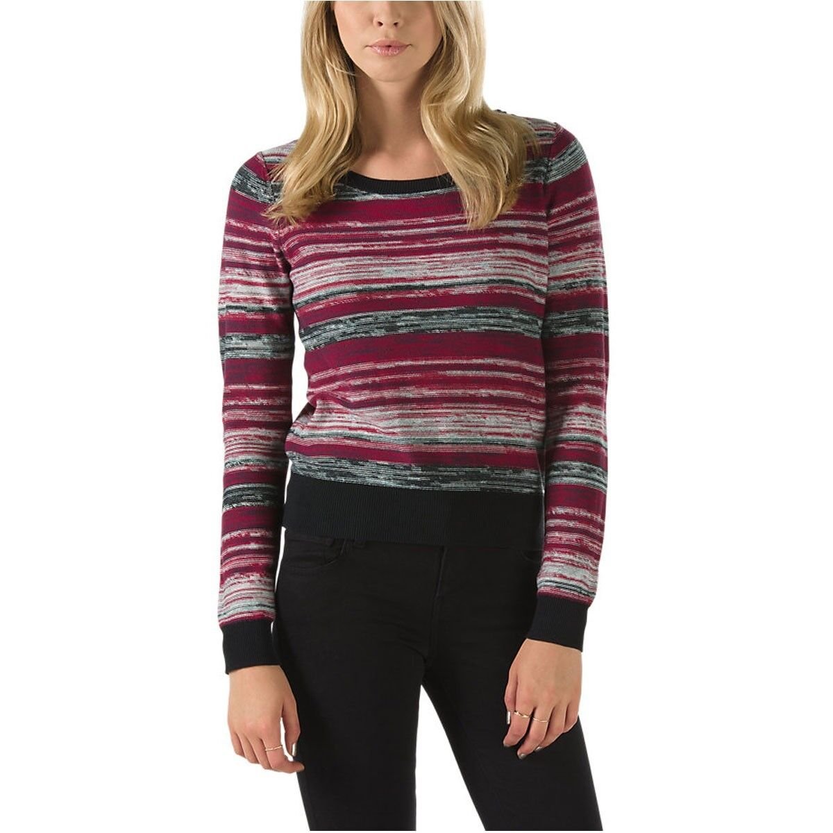 NEW VANS DARCA STRIPE PULLOVER SWEATER STRIPED SWEATSHIRT TOP WOMENS L LG LARGE