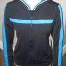 WOMENS BCBG MAX AZRIA BLACK AQUA L NEW $140 zip up TRAINING TOP JACKET BCN13355J