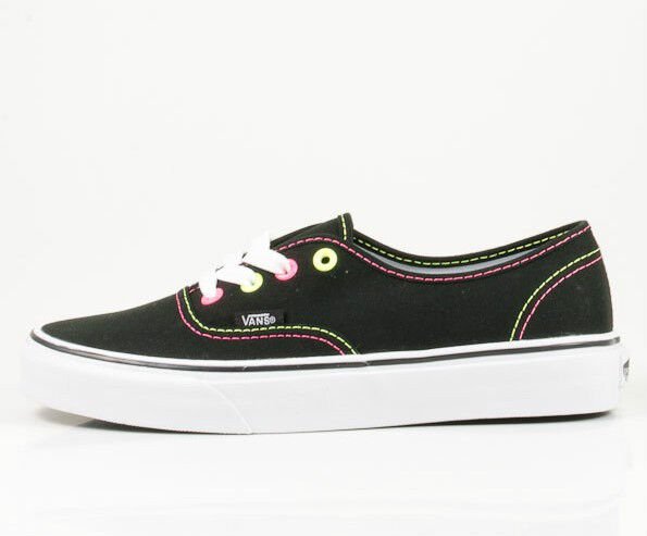 VANS AUTHENTIC NEON BLACK PINK YELLOW kids sz 10.5 NEW NIB 15.5 cm GIRLS BOYS