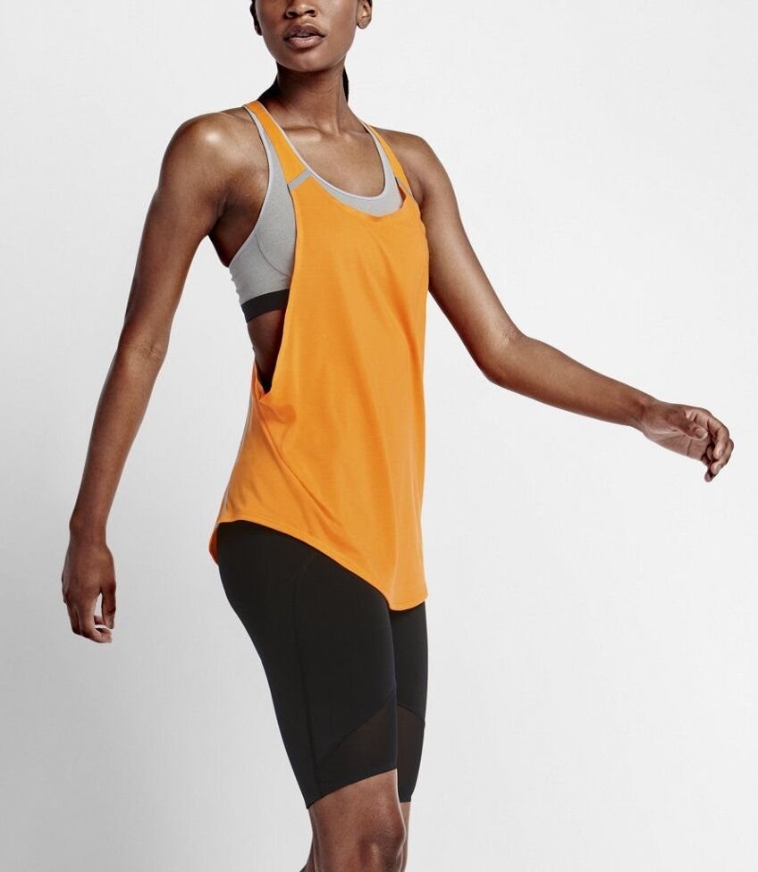 Nike 819397 ORANGE Womens XS Elevate Flow Tank Top Training Yoga Gym Loose Shirt