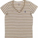 Polo Ralph Lauren Women's Lightweight V-neck Cotton tee BEIGE WHITE XS