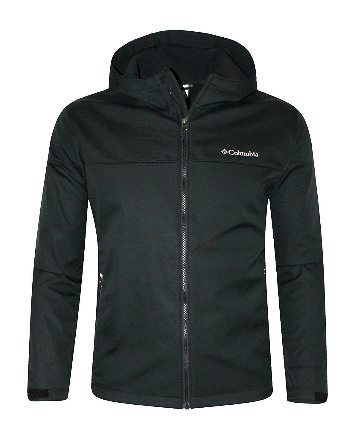 NEW Columbia Lucky Find Soft Shell Men's Hooded Full Zip BLACK JACKET XL 2XL XXL