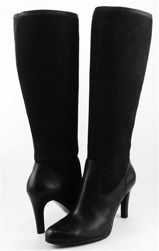 RALPH LAUREN BRYCE BLACK SUEDE/CALF LEATHER BOOTS KNEE HIGH NIB NEW $169 SZ 9.5