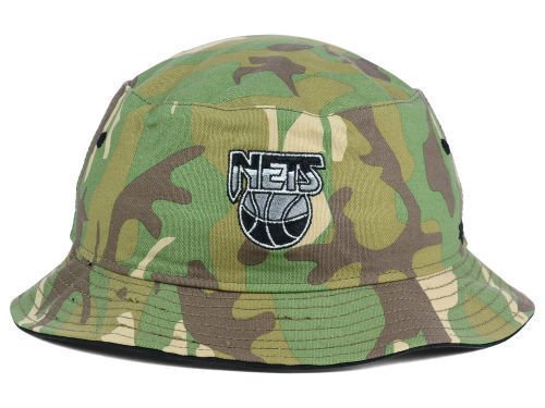 New Jersey BROOKLYN Nets '47 NBA HWC Woodrow Bucket WOODLAND CAMO HAT CAP L XL