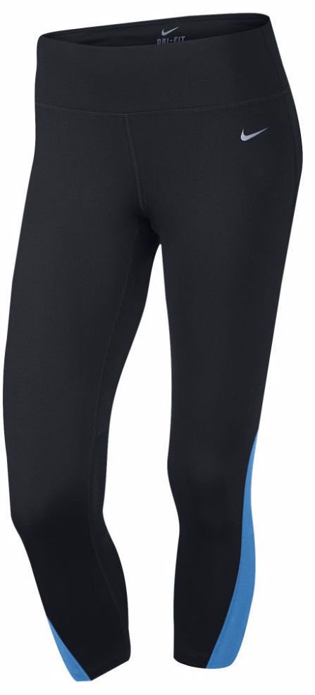Nike Running DRI-FIT Capri Womens XS Leggings Workout Pants 749457 BLACK BLUE