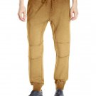 WT02 Men's Surface Dyed Fleece Jogger Sweat Pants with Drop Crotch L Caramel