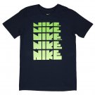 Nike Boys DNA Repeat Logo Cotton Graphic Shirt Lime Green/Navy AH3219-451 S