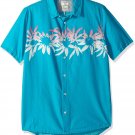 Quiksilver Men's Choppa Short Sleeve Woven BUTTON UP FRONT Top Turquoise M-XXL