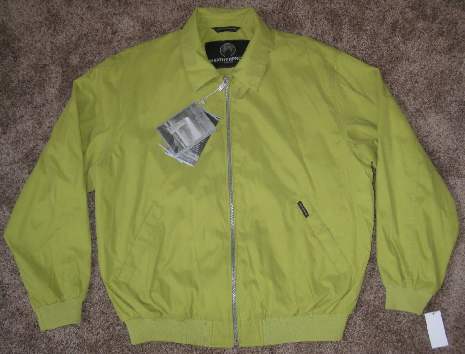 NEW WEATHERPROOF FULL Zip Jacket MENS XXL 2XL MICROFIBER GREEN IGUANA TOP COAT