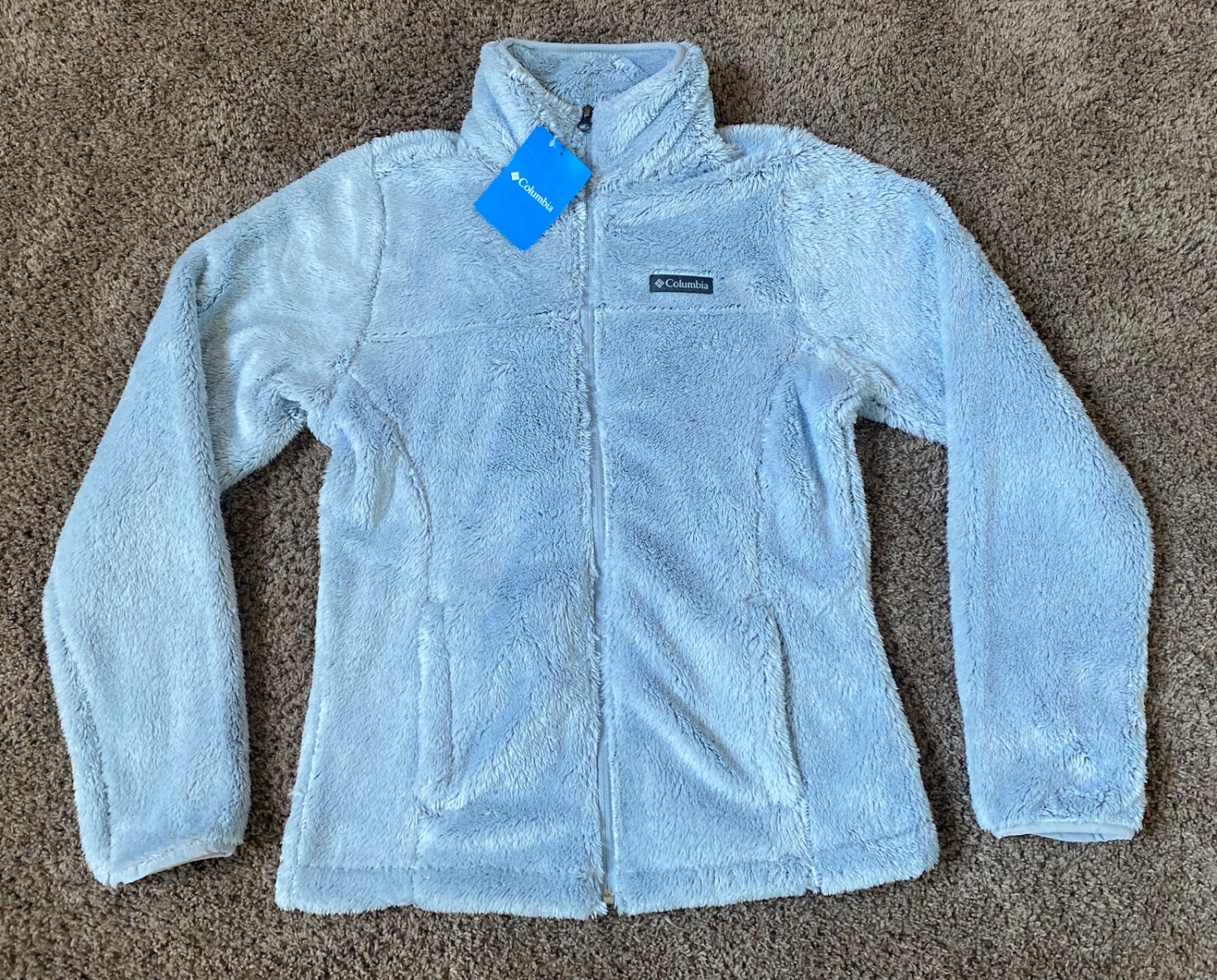 Columbia Women's Size Small Cloudy Day Full Zip Fleece Jacket White/Grey XL1321