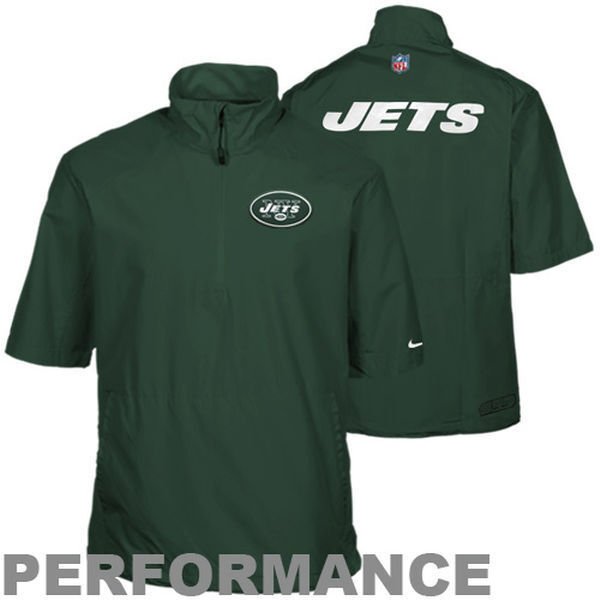 Nike NEW YORK JETS Hot Short Sleeve Coaches Sideline Pullover Jacket 2XLT XXLT