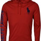 Polo RL Men's Lightweight Long Sleeve Embroidered Pony Graphic Jersey Hoodie red