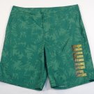 Puma Green Tropical Pattern Boardshorts Swim Trunks Mens LOGO BOARD SHORT SZ 40