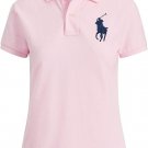 Ralph Lauren Women's Big Pony Skinny Fit Mesh Polo PINK Shirt NAVY Pony NEW S M