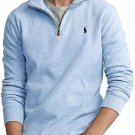 Polo Ralph Lauren Mens Half Zip French Rib Cotton Sweater BLUE Heather M Medium