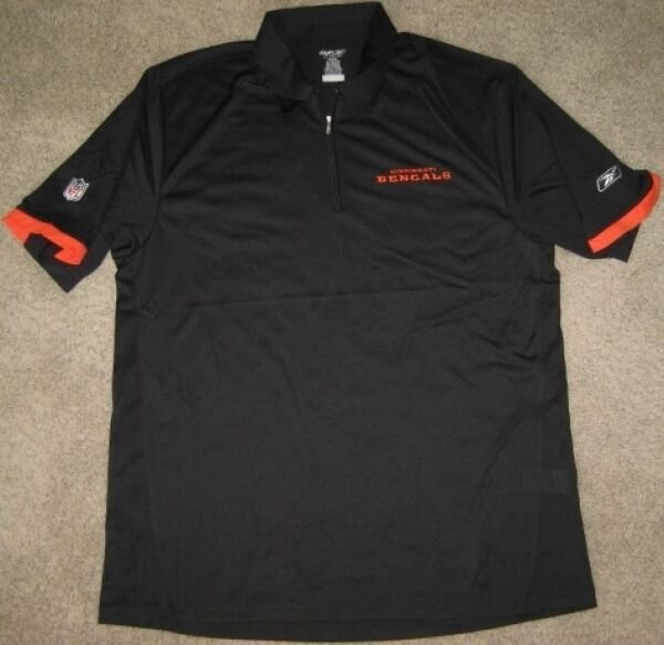 REEBOK PLAY DRY CINCINNATI BENGALS COACHES POLO SHIRT M