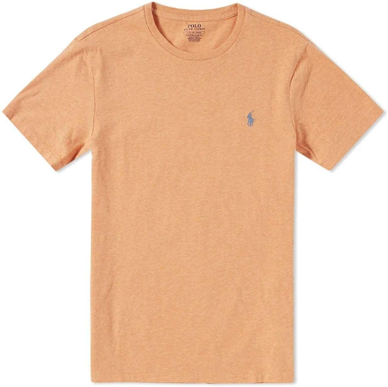 Polo Ralph Lauren Crew Neck Classic-Fit T-Shirt Mens M ORANGE HEATHER BLUE PONY