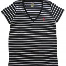 Polo Ralph Lauren Women's Lightweight V-neck Cotton tee Black Striped S