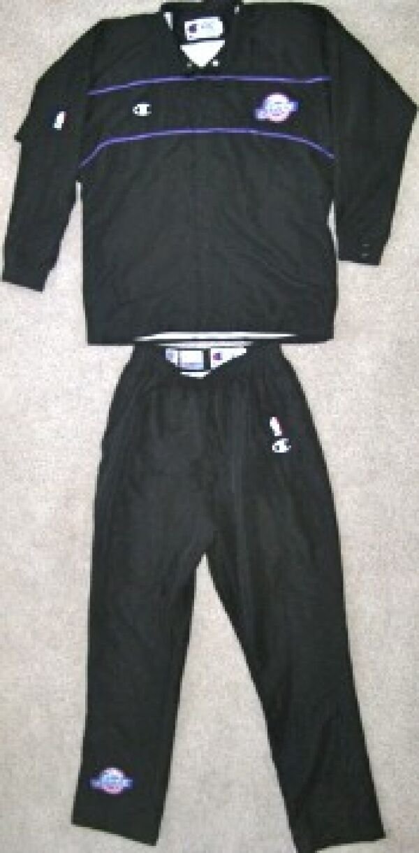 NBA CHAMPION UTAH JAZZ GAME USED JACKET 46 PANTS 40 JERSEY UNIFORM QUINCY LEWIS