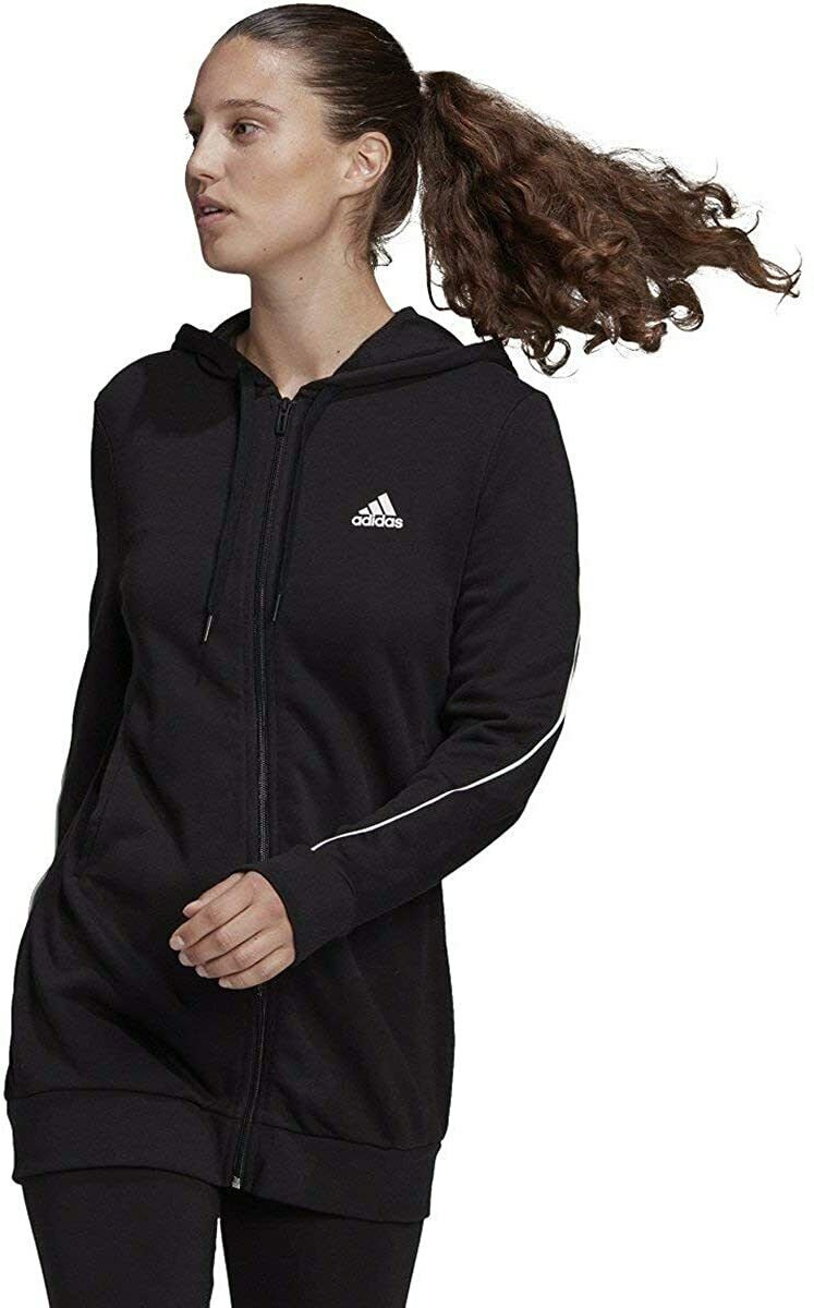 adidas Women's L LARGE Essentials Giant Logo Full-Zip Hoodie BLACK/WHITE GM5545