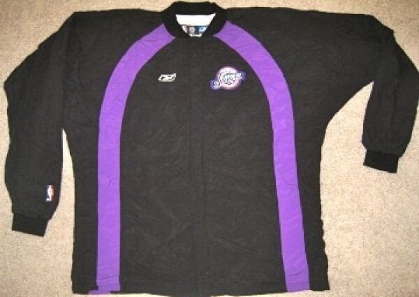 NBA REEBOK UTAH JAZZ GAME USED JACKET 54 JERSEY UNIFORM BLANK STRIPE BLACK