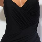 SNOZU One Piece SLIM SUIT SZ 10 $120 STRAPS BLACK RUCHED SLIMMER IN SECONDS