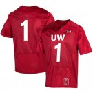 MENS LARGE L Under Armour UW WISCONSIN BADGERS #1 FOOTBALL Jersey RED 150TH ANIV