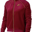 Nike Sportswear Velour Track Jacket Red/Gold WOMENS LARGE L AQ7977 618 NEW NWT
