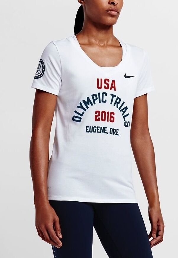 NIKE DRI-FIT TEAM USA WHITE OLYMPIC TRIALS WOMEN'S SMALL S SM T-SHIRT 801612 100