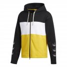 adidas ORIGINALS MEN'S S FULL ZIP HOODIE TREFOIL BLACK WHITE YELLOW WARM COMFY