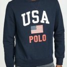 Polo Ralph Lauren U.S.A. Flag Crew Neck Fleece Sweatshirt Navy SZ S SMALL MENS